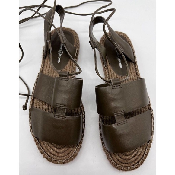 Treasure & Bond Womens 5.5 M Bradd Green Leather Ankle Wrap Espadrille Sandals - Picture 2 of 9